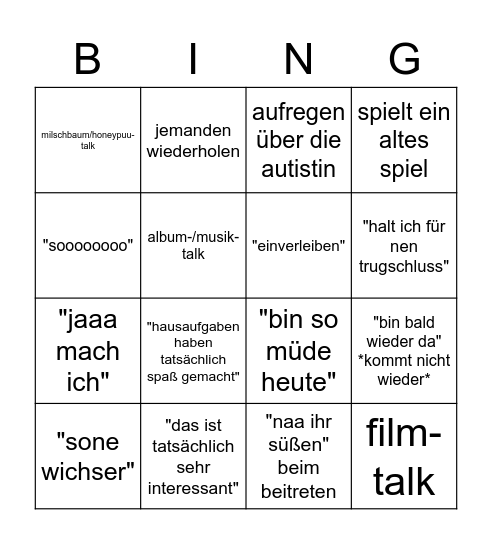 Basti Bingo Card
