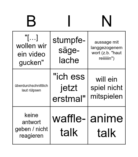 Jan Bingo Card