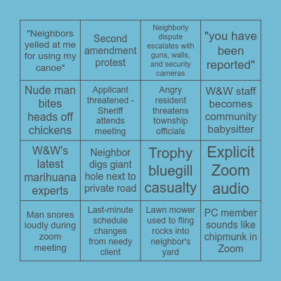 2020 PLANNING GROUP BINGO! Bingo Card