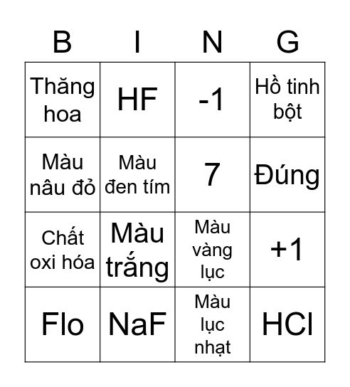 HALOGEN Bingo Card