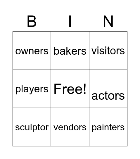 Spelling Words Bingo Card