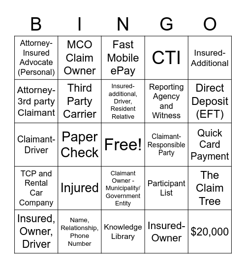 EXPRESS BINGO Card