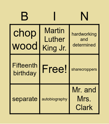Leon's Story Bingo Card