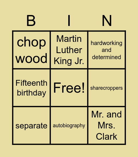 Leon's Story Bingo Card