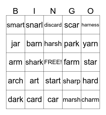 AR Bingo Card
