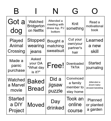 OTG Quaran-BINGO Card