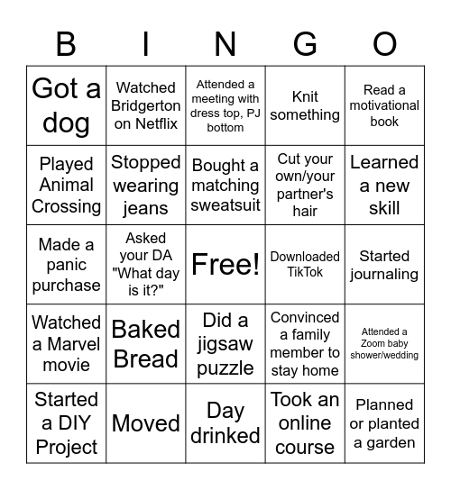 OTG Quaran-BINGO Card