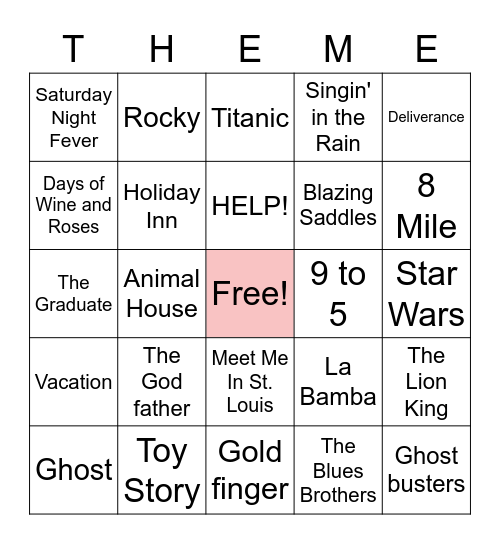 Name That Movie Bingo Card