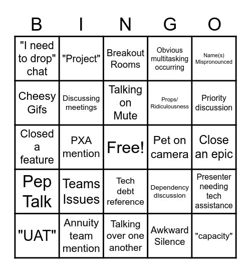 Big Tuesday BINGO Card