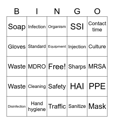 Infection Prevention BINGO Card