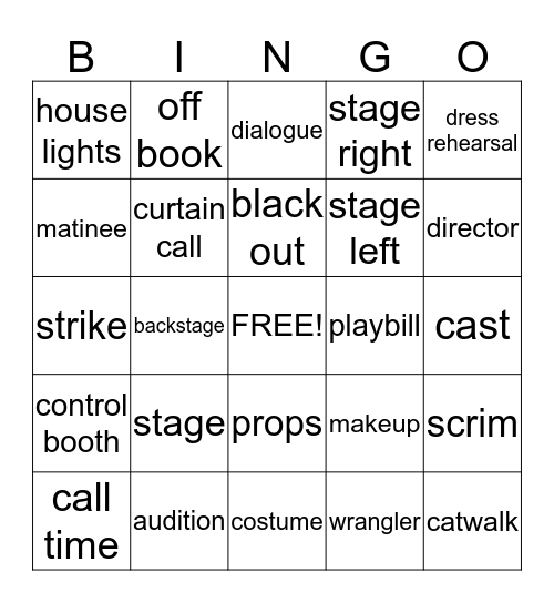 Theater Bingo Card