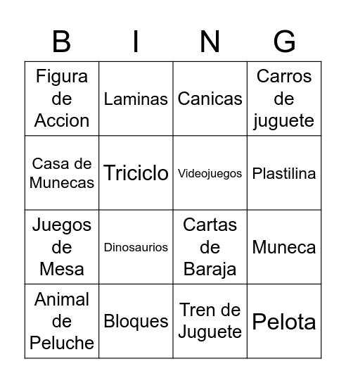 Spanish Bingo Card