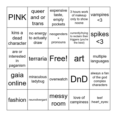 Dracula's bingo Card