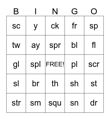 Bingo - Chart 6 & 7 Bingo Card