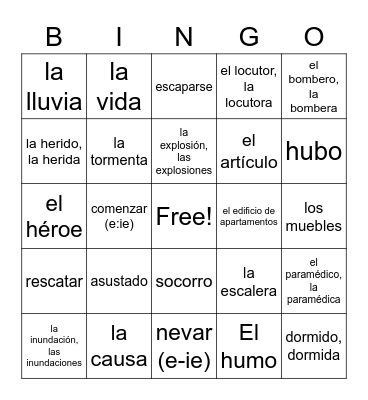 Disastres Naturales Bingo Card