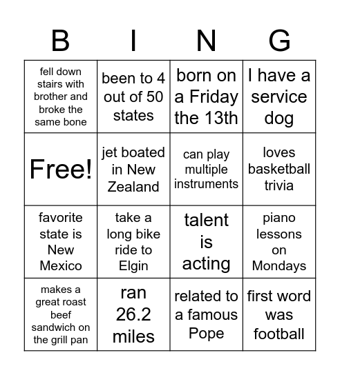 Flock BINGO Card