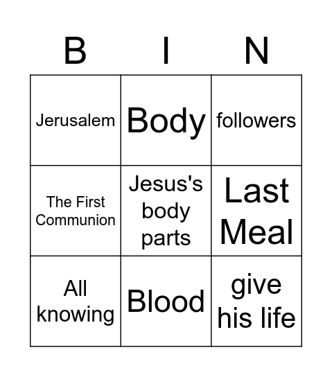 The Last Supper Bingo Card