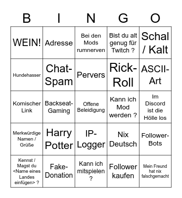 Honigtrash Bingo Card