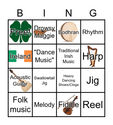 Jigs and Reels Bingo Card