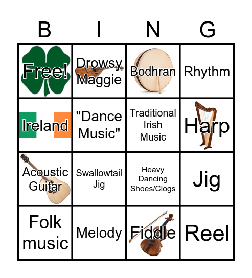 Jigs and Reels Bingo Card