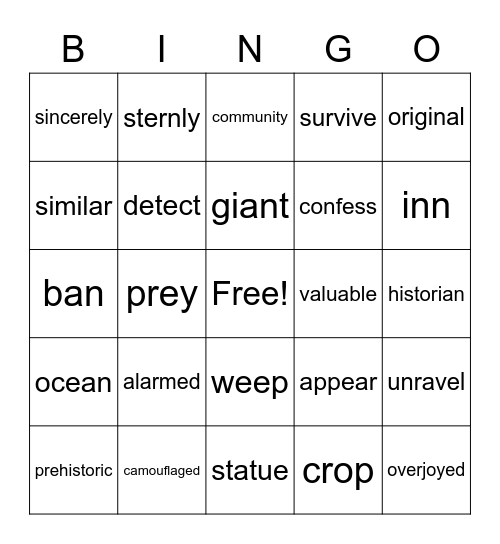 noun*verb*adjective*adverb Bingo Card