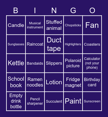 HHS Room Bingo Card