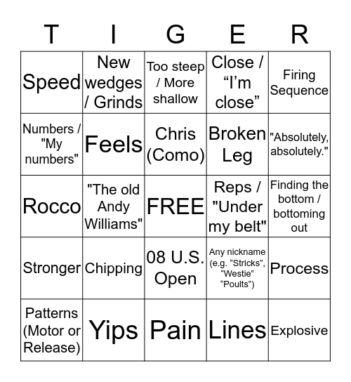 TIGER BINGO Card