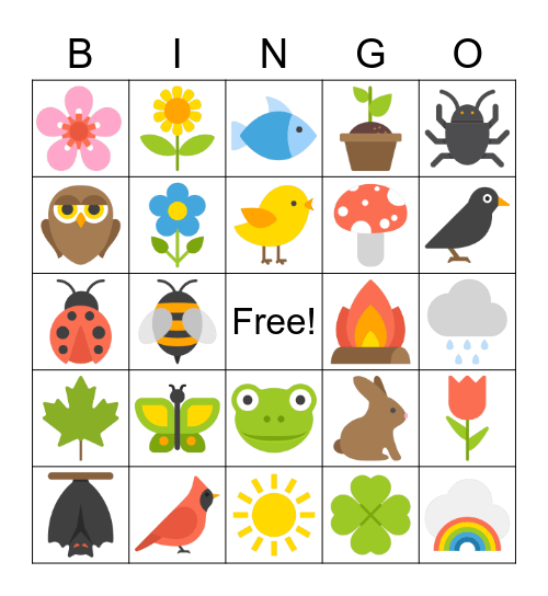 Nature Bingo (art by vecteezy.com) Bingo Card