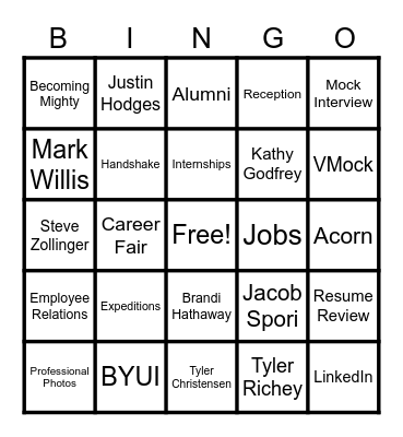 Career Center Bingo! Bingo Card