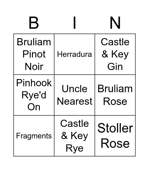 Tuesday Bingo Card