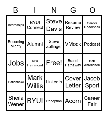 Career Center Bingo! Bingo Card