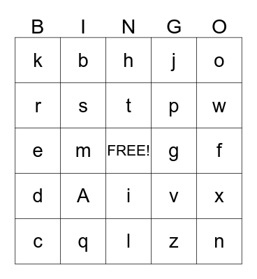 Sign Language Bingo Card