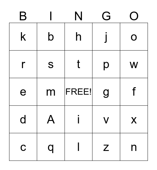 Sign Language Bingo Card