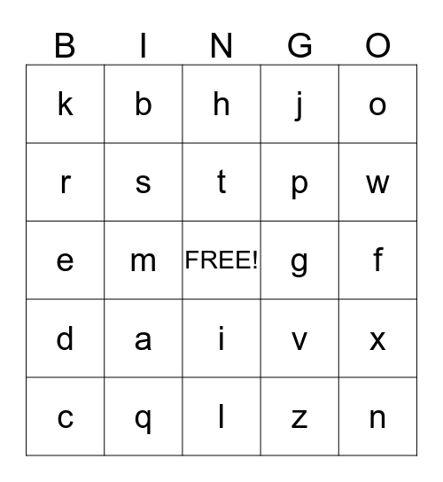 Sign Language Bingo Card