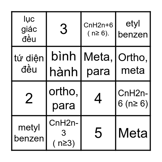 Bingo củng cố Bingo Card