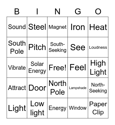 Energy Bingo Card
