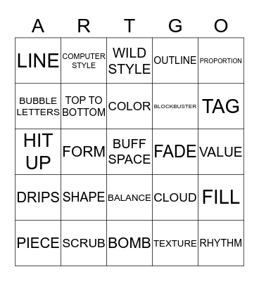 HILLWOOD ART MUSEUM BINGO GRAFFITI EDITION  Bingo Card