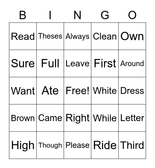 HOLLY Bingo Card