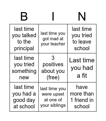 Feelings Bingo Card