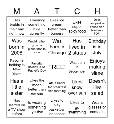 Find Someone Who Bingo Card
