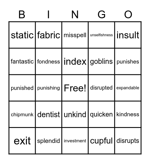 Multisyllabic, Suffixes, Welded/Glued Words Bingo Card