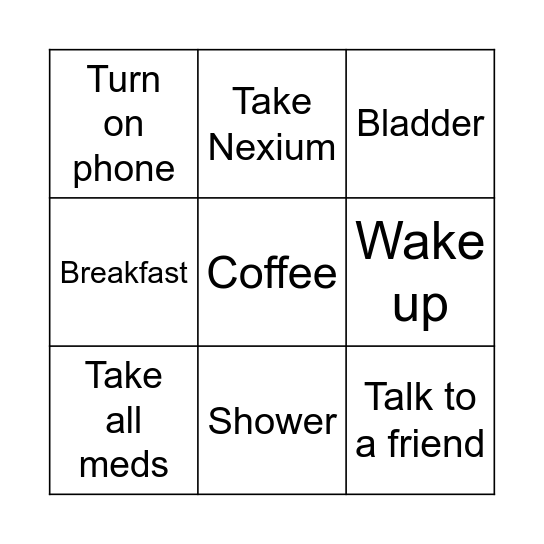 Morning Routine Bingo Card