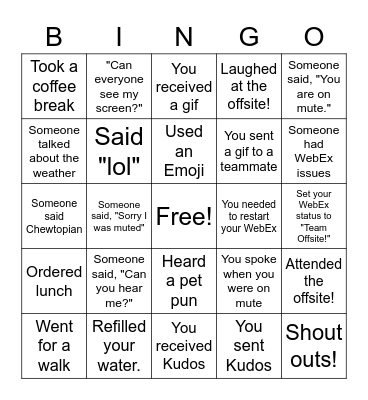 RC Offiste Bingo Card