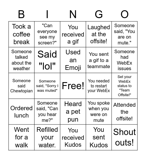 RC Offiste Bingo Card