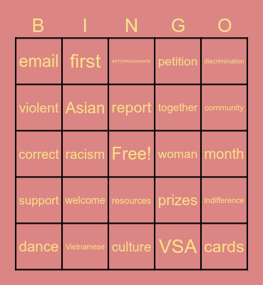 VSA Bingo Card