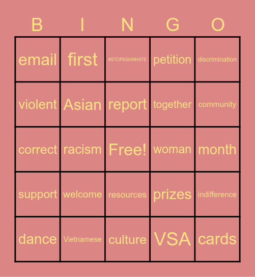 VSA Bingo Card
