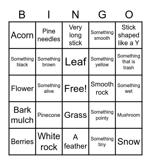 Spring Scavenger Bingo Card