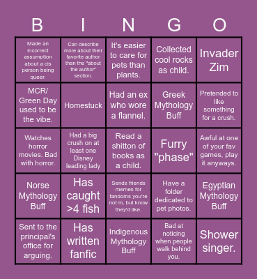 Morgan Vibe Check Bingo Card