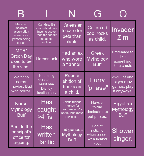 Morgan Vibe Check Bingo Card