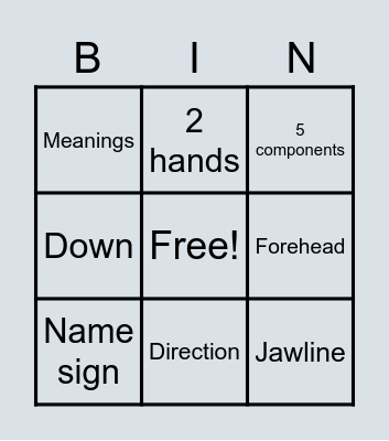 ASL Bingo Card